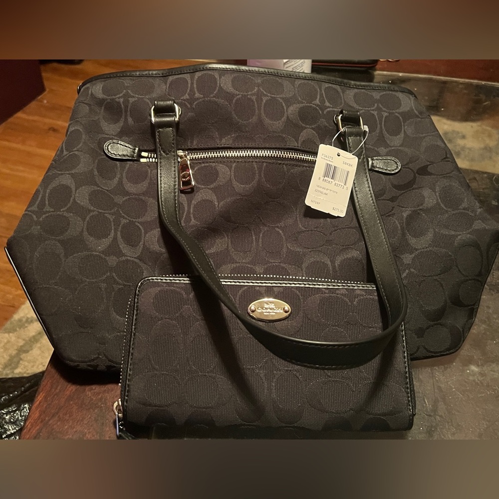 Brand new black coach tote purse